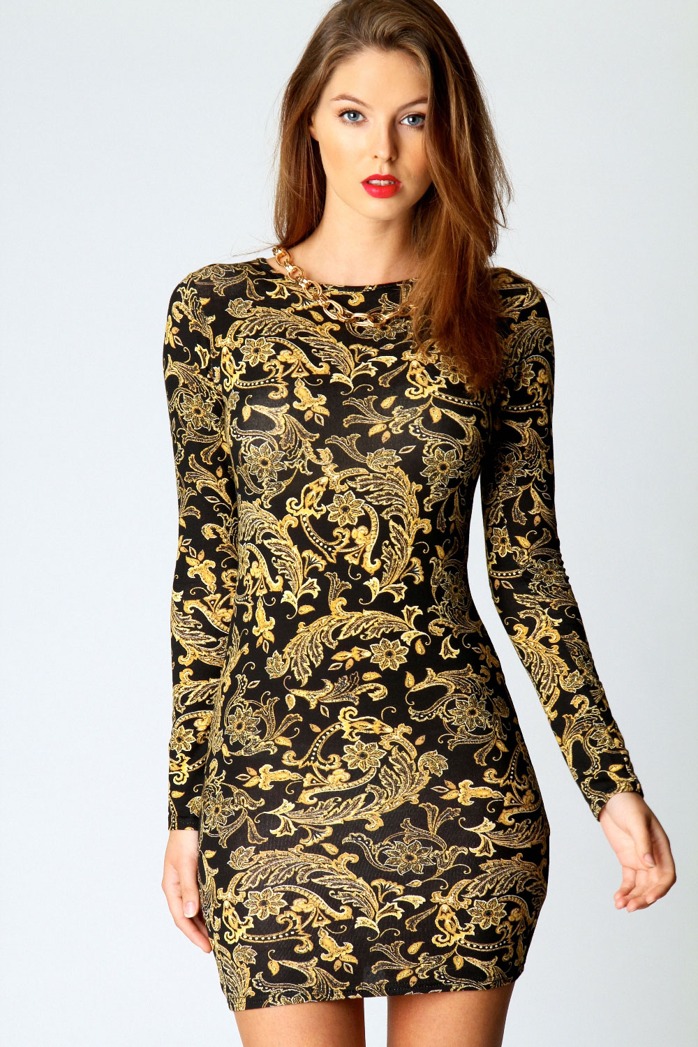 Baroque- dress-with-long-sleeves-Christmas-party